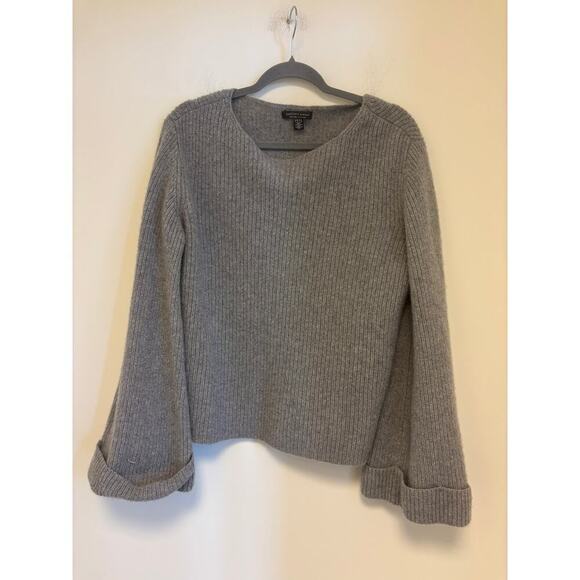 Saks Fifth Avenue Gray Cashmere Sweater Bell Sleeves Large - Picture 1 of 5